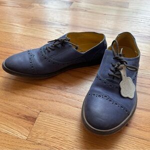 Women’s Blue Leather Oxford Shoes